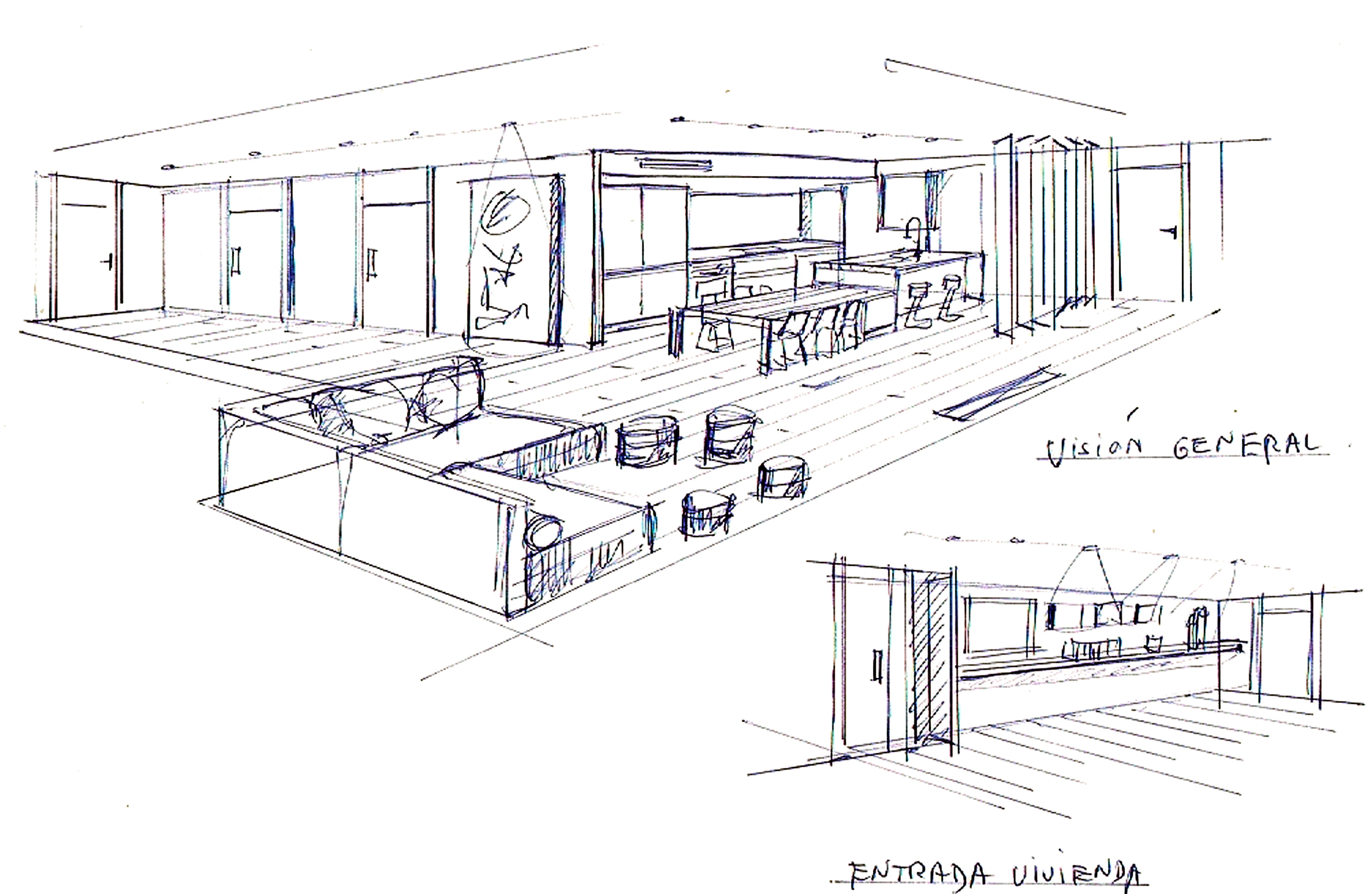 Conversaciones con croquis interiorismo pepenietostudio