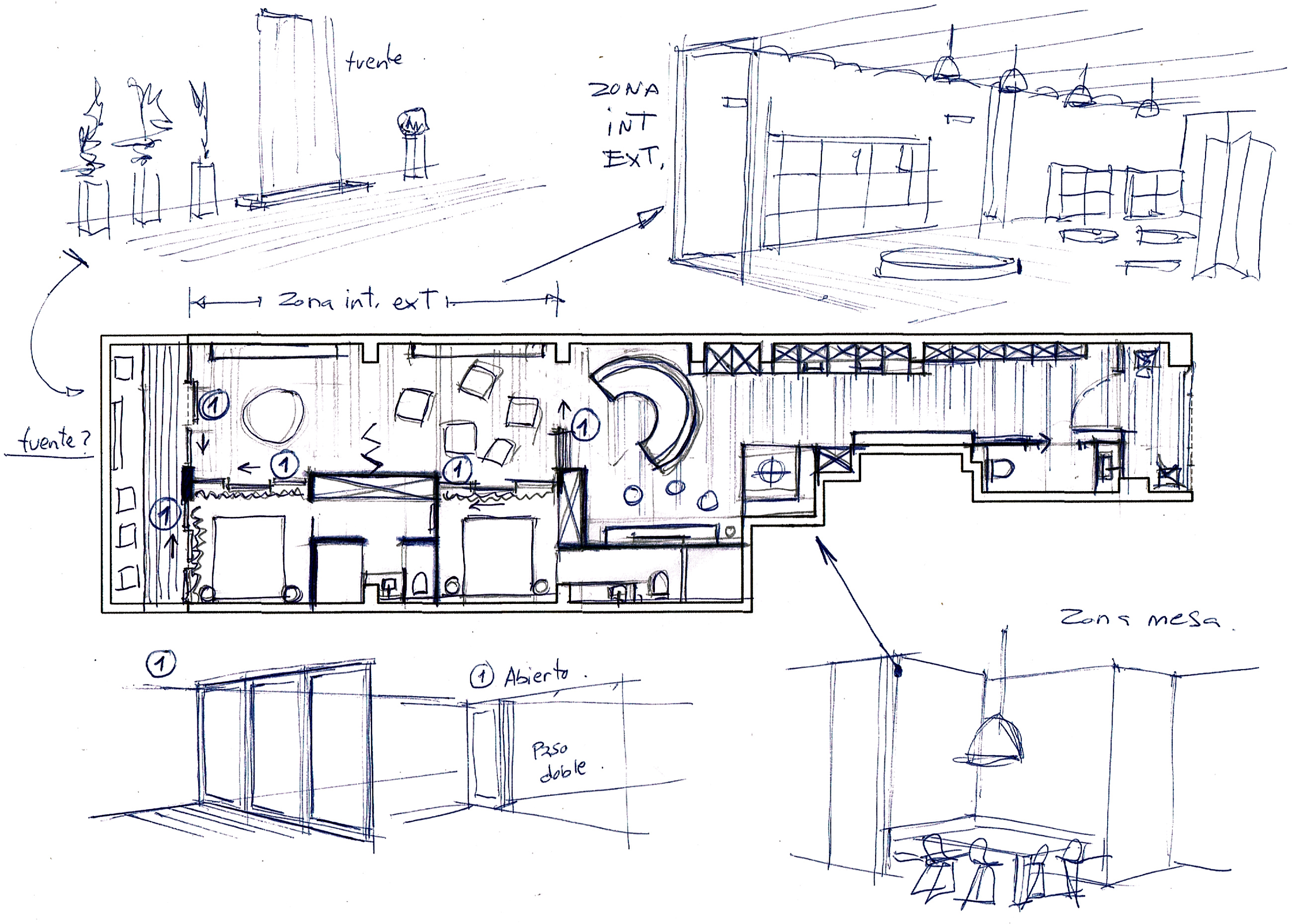 Conversaciones con croquis interiorismo pepenietostudio